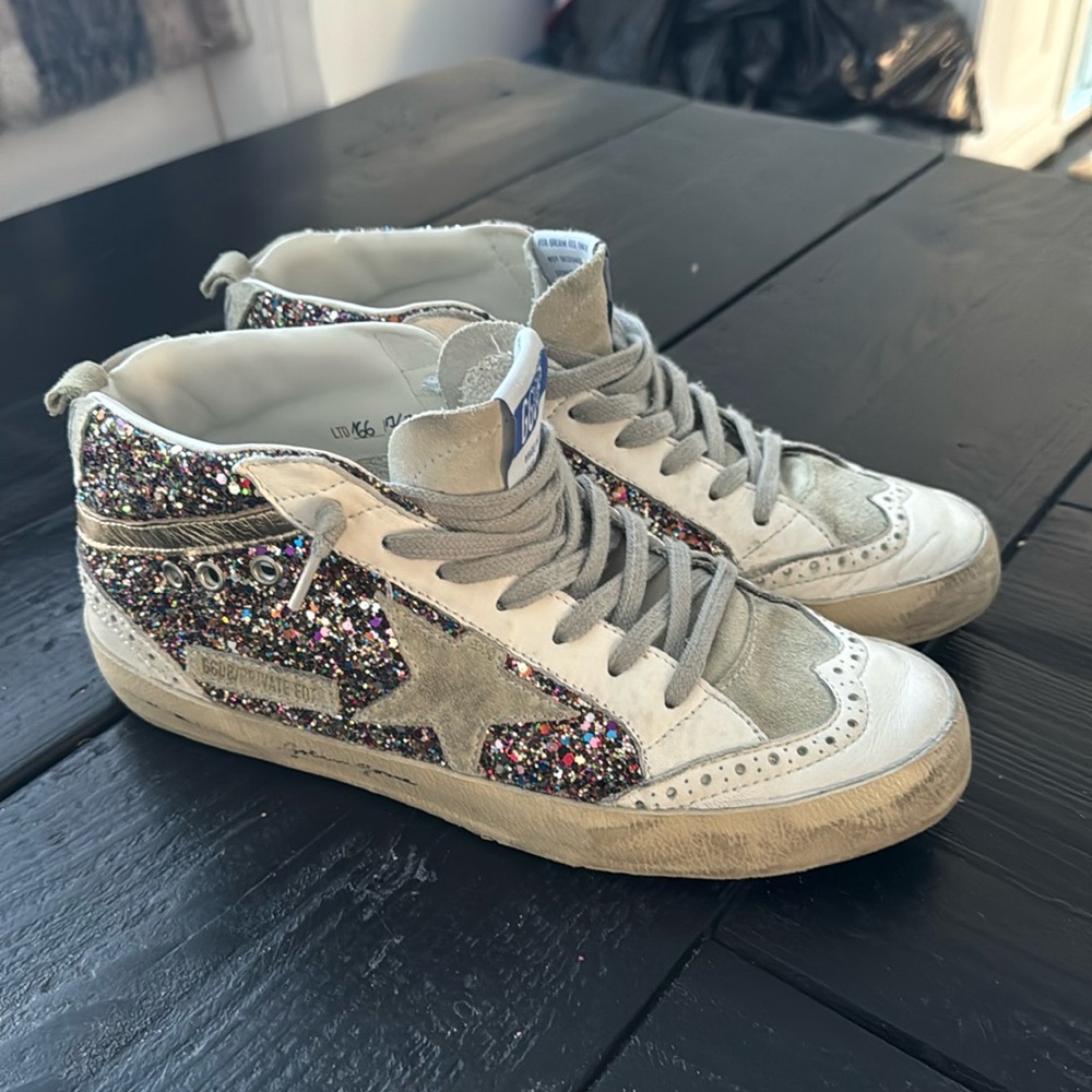 Golden Goose mid star high top glitter sneaker